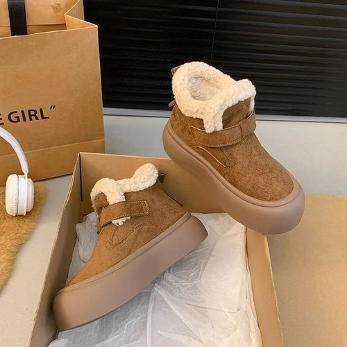 厚底雪地短靴子女冬季加绒加厚保暖2024新款勃肯鞋雪地棉鞋子外穿 - 图0