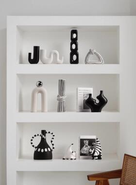 忠歌艺术小众现代高档抽象条纹样摆设板间家居装饰客厅酒柜摆件