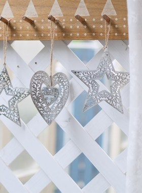 众擎花园杂院园艺心形五角星挂件装饰 三个一组