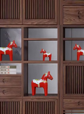 马到成功艺术轻奢客厅摆件办公室电视柜酒柜玄关高级感家居装饰品