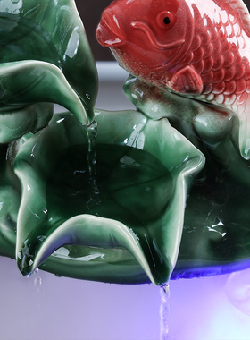 小型鱼缸流水器水循环办公室家居桌面招财创意陶瓷摆件开业送礼品