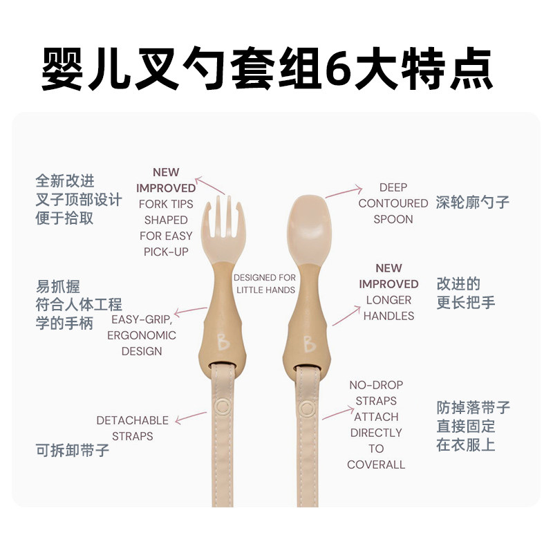 bibado英国婴儿餐具勺子叉子吃饭训练自主小勺子辅食训练自主吃饭,淘宝优惠券,粉丝福利购,淘宝优惠卷