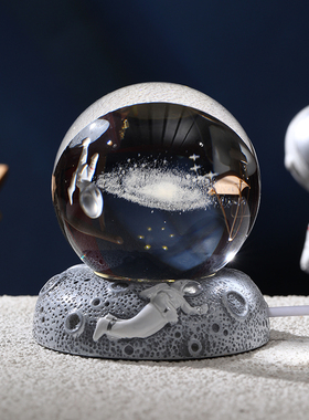 发光水晶球桌面摆件创意玻璃球装饰品小夜灯送人生日礼物女情人节