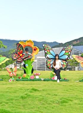 户外仿真发光蝴蝶雕塑草坪景观装饰花海园林小品植物打卡拍照摆件