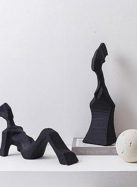 现代侘寂风抽象人物人像雕塑陶瓷装饰品样板间书柜桌面艺术感摆件