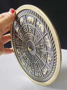 纯铜八卦镜凸镜八卦圆镜十二生肖八卦镜结婚镜大门庭院风水黄铜