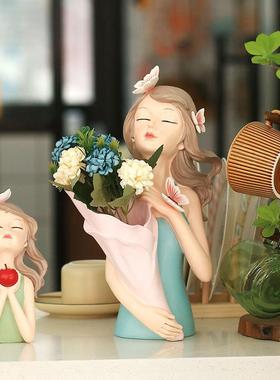 泡泡女孩轻奢家居客厅玄关摆件工艺摆设收纳托盘花瓶装饰摆件礼品