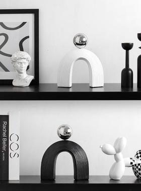 日进斗金高级感小众抽象艺术陶瓷拱门装饰品摆件客厅电视酒柜摆设