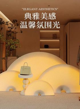 十八纸装饰纸扇门店摆件折叠摄影背景拍摄中古风落地摆件发光扇子