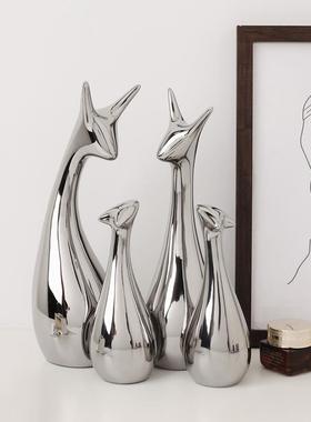 贝汉美轻奢创意家居客厅镀银陶瓷摆件电视柜桌面酒柜装饰品小摆设