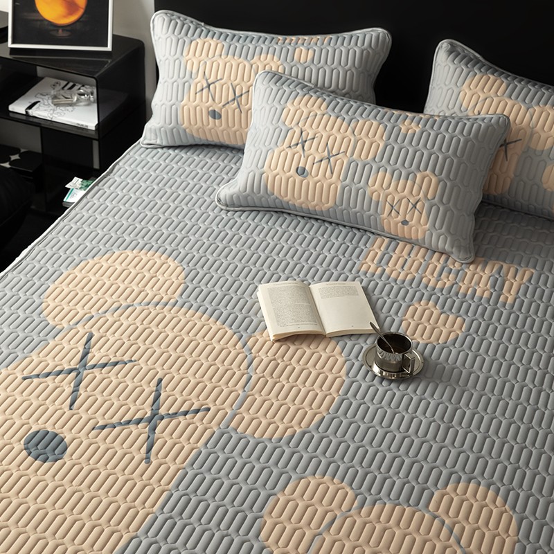 卡通乳胶冰丝凉席床笠款三件套夏天床单儿童学生空调软席子可水洗 - 图0