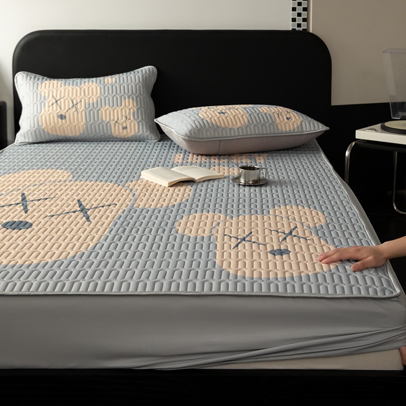 卡通乳胶冰丝凉席床笠款三件套夏天床单儿童学生空调软席子可水洗 - 图2