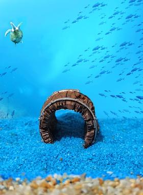 仿空心木桶枯木鱼缸饰水族10215小型微迷你鱼虾躲避屋洞穴装摆真