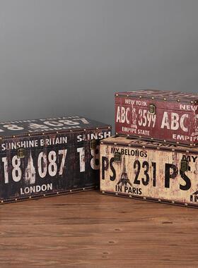 创大理复古做号旧木箱子皮箱收纳箱整储物箱陈列88575拍照道意具