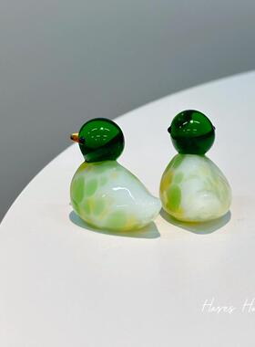 小鸭装子琉璃件高级摆感小众成双成对鸭客厅书房桌面饰礼01149品