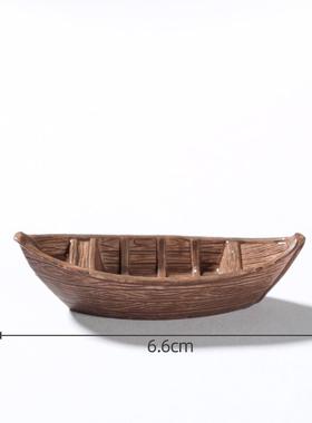 迷你仿真漂浮小船下模型摆件 可水配微景观鱼Y缸28470盆景造景DI