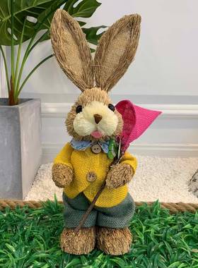 草创编兔子可爱幼儿园环物44655角植田园家居店装饰橱铺窗拍摄道