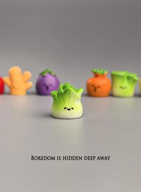 无聊了，摆工一61110堆迷你蔬菜治愈电脑桌面日式位公办桌小摆Q件