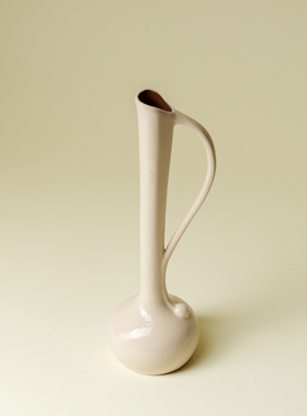 里作 家用粗陶粉印花器摆件新中式复古禅意装饰花瓶插花茶道配件