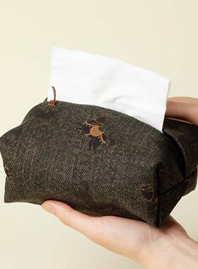 里作复古国风茶室抽纸盒香云纱昭陵六骏纸巾盒高档纸巾包收纳盒套