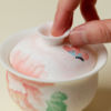 Light pink peony Sancai tureen, snowflake white ceramic thin body, non-hot tea brewing set, Kung Fu tea set, tea bowl