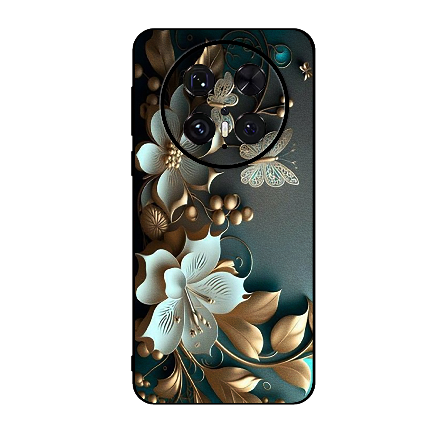 立体浮雕金黄花朵蝴蝶适用华为mate70手机壳mate60新款轻奢皮纹mate50高级nova14pro荣耀magicpro潮全包防摔 - 图3