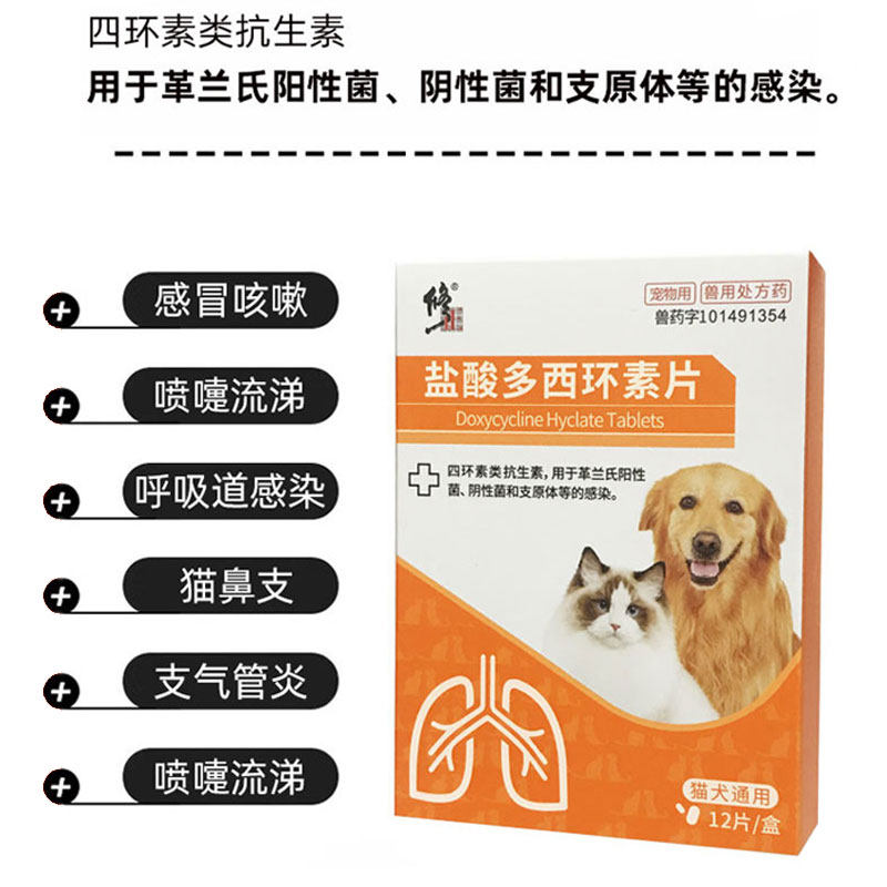修正猫狗感冒药咳嗽喷嚏鼻涕支气管炎消炎药猫鼻支盐酸多西环素片,淘宝优惠券,粉丝福利购,淘宝优惠卷