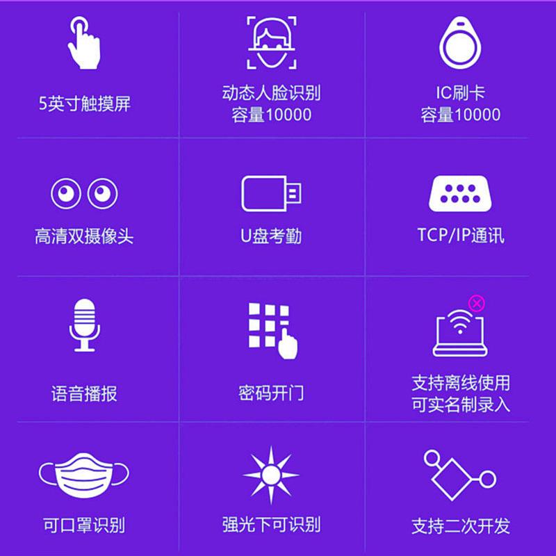 Binocular face recognition access control ID card comparison campus push face swiping card access control all-in-one machine attendance machine visitor