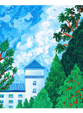 【特惠捡漏】插画师Prairie复刻艺术版画治愈系绿色卡通装饰画芯