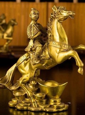 纯铜马上封侯摆件马上有钱马上发财办公室寓意招财马摆件客厅装饰