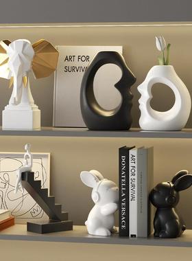 格调黑白软装艺术摆件高级感样板间客厅电视壁龛酒柜极简家居饰品