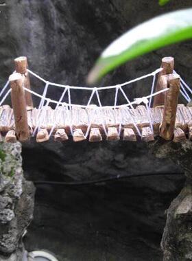 陶瓷古色铁索桥假山盆景配件水族流水装饰品吸水石上水石造景摆件