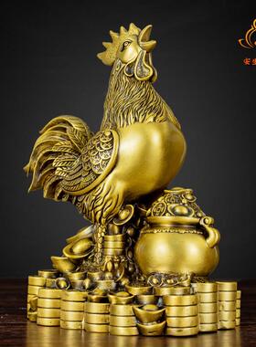 铜公鸡金鸡聚财摆件纯黄铜玄关客厅办公室黄铜生肖鸡公鸡吉祥礼物