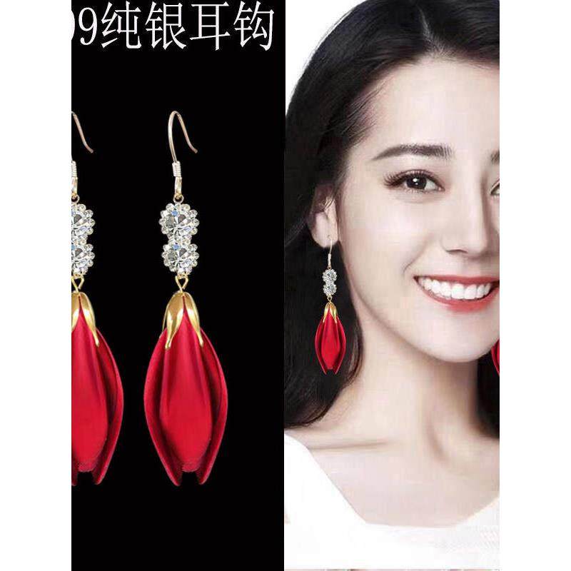 耳环2025年新款潮红色耳坠高级感999纯银新娘长款流苏影楼喜庆女,淘宝优惠券,粉丝福利购,淘宝优惠卷