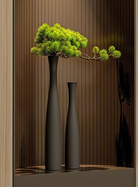 黑白简约风玄关装饰摆件高大花瓶陶瓷家居客厅电视柜乔迁新居礼品