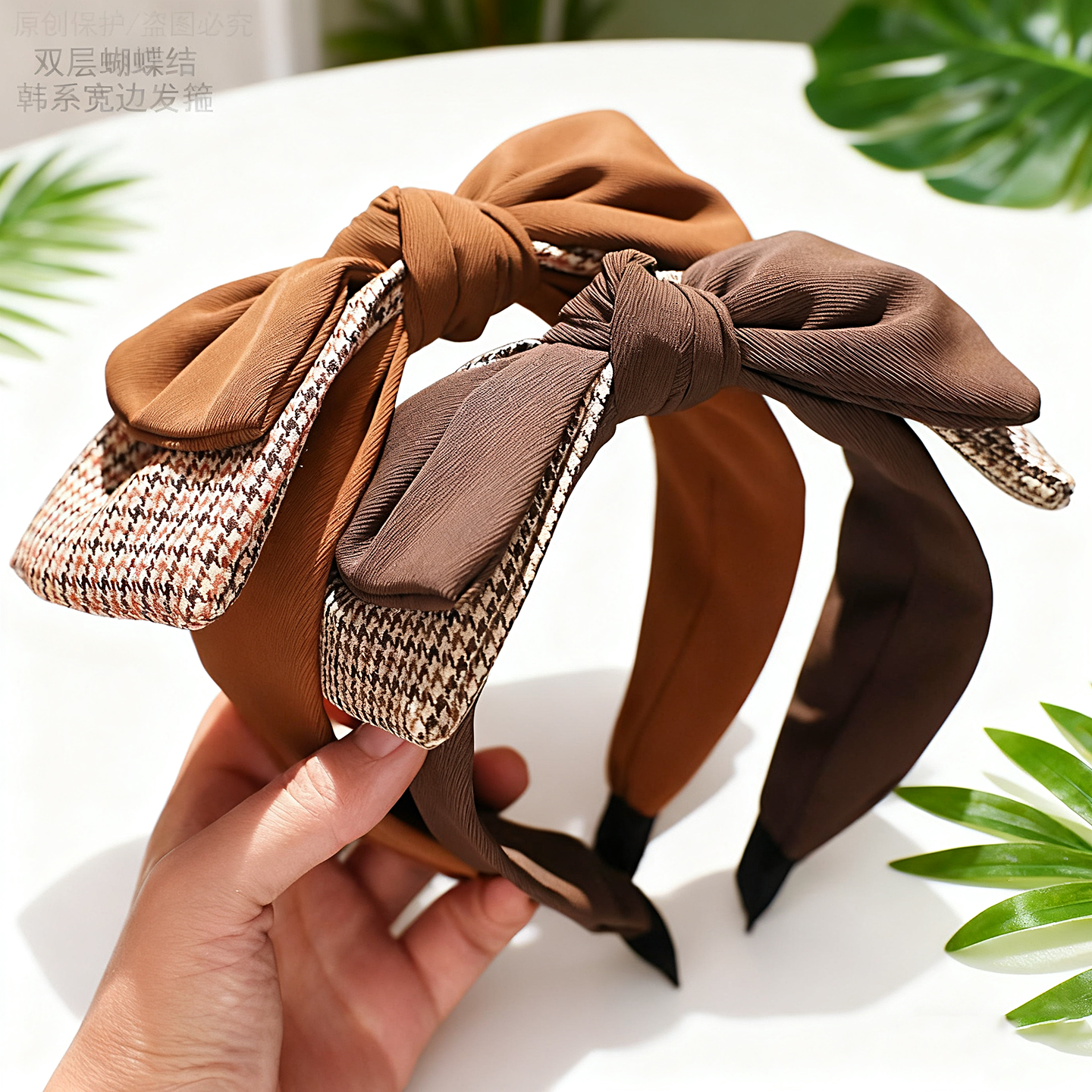 儿童发饰女童新款宽边小熊发箍高颅顶头箍不勒头发饰蝴蝶结形发带 - 图1