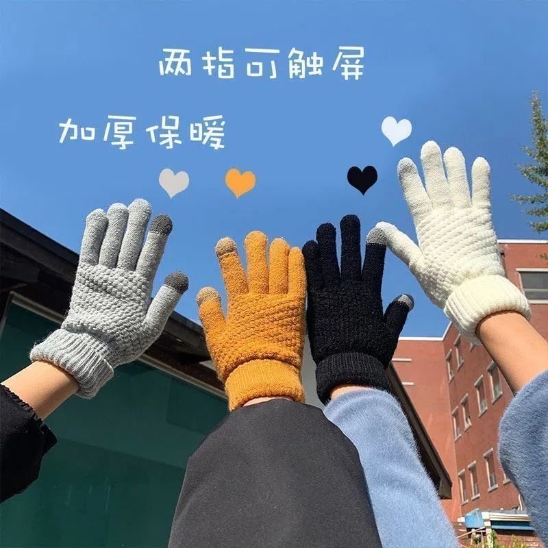 触屏手套女冬季可爱学生骑行保暖防寒韩版加厚冬天菠萝纹暖手套,淘宝优惠券,粉丝福利购,淘宝优惠卷