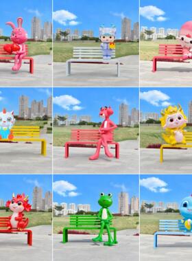 户外卡通动物座椅雕塑网红休闲公园长椅商场店铺景区拍照打卡摆件