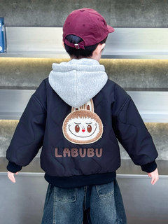 Boys' velvet winter cotton clothes 2026 new korean style baby thickened warm cotton clothes children's winter tops and jackets