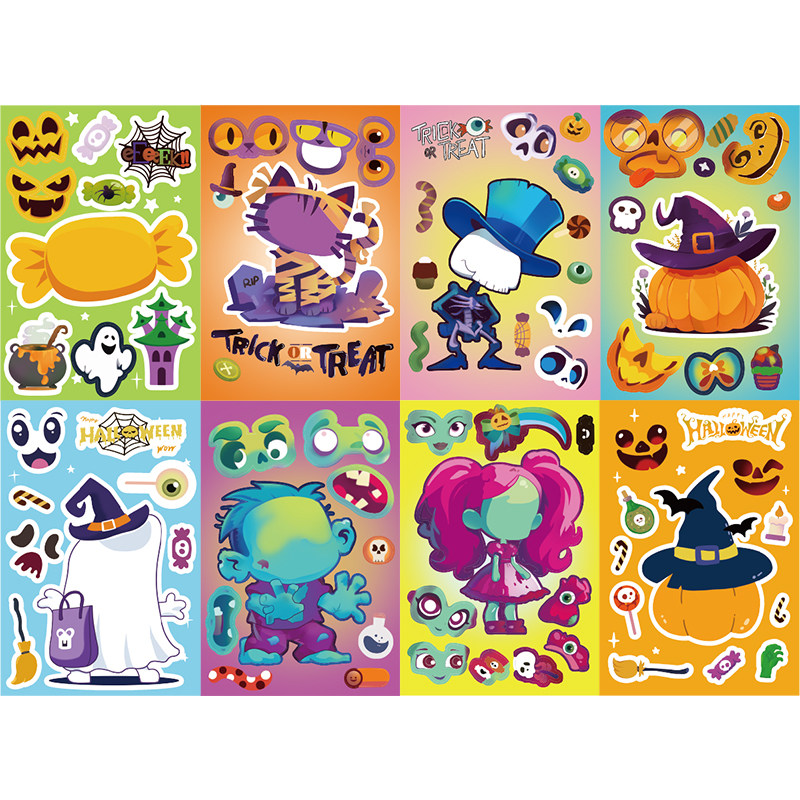 【大图释官方授权】万圣节卡通精美人物儿童益智趣味创意亲子互动手工diy自粘装饰标签手账换装玩具贴画贴纸,淘宝优惠券,粉丝福利购,淘宝优惠卷