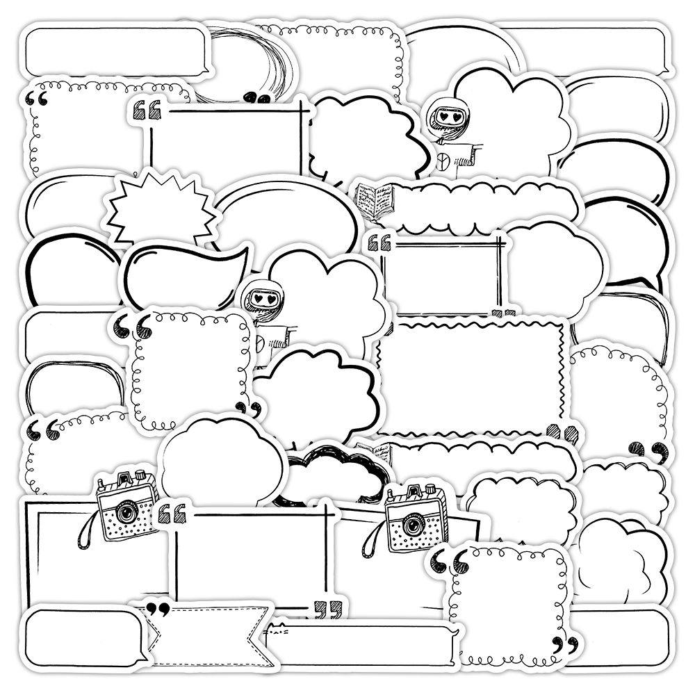 【大图释官方授权】56张书写标签对话框黑白留言图案贴纸自粘手账装饰手机壳行李箱标签不干胶防水立体贴画纸,淘宝优惠券,粉丝福利购,淘宝优惠卷