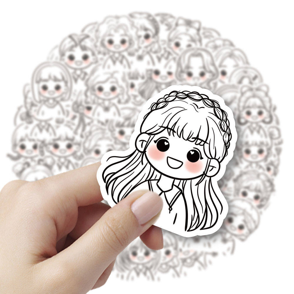 【大图释官方授权】120张原创卡通发型小女孩贴纸创意简笔画可爱diy手账贴画防水装饰可爱卡通行李箱手机防水,淘宝优惠券,粉丝福利购,淘宝优惠卷