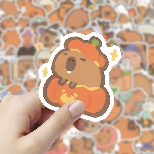 106张卡皮巴拉表情包贴纸可爱卡通ins风装饰手账笔记本防水小贴画 - 图1