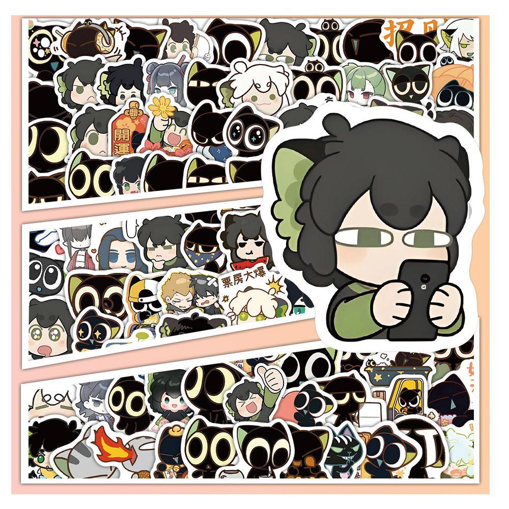 103张罗小黑战记贴纸卡通ins风可爱装饰手账行李箱标签防水小贴画,淘宝优惠券,粉丝福利购,淘宝优惠卷