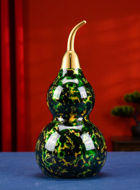 纯铜大漆葫芦摆件镇宅招财装饰品