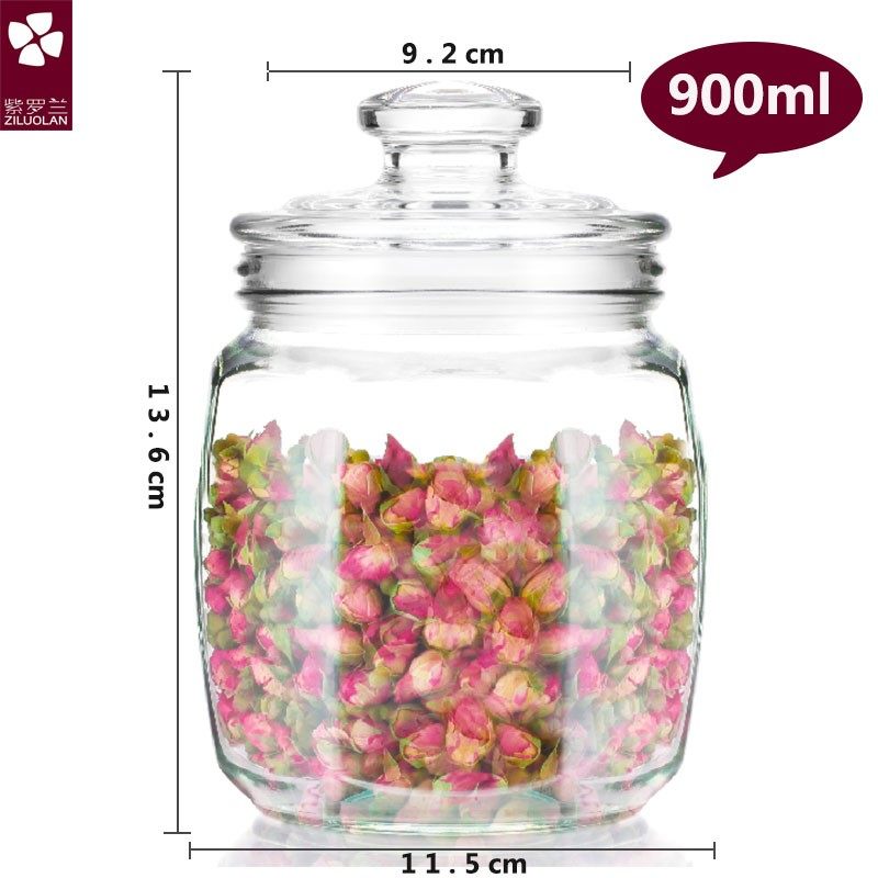 紫丁香玻璃罐储物罐玻璃瓶大码透明无铅带盖厨房家用杂粮罐密封罐,淘宝优惠券,粉丝福利购,淘宝优惠卷