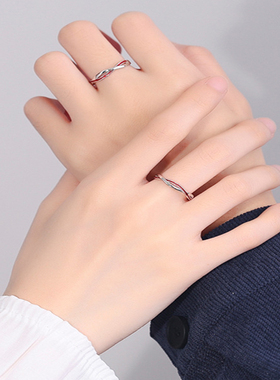 足银情侣款莫比乌斯情侣对戒红线