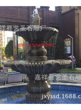 厂家雕喷泉黄锈石流水喷泉大2345石理石多层景石观雕盆花优惠