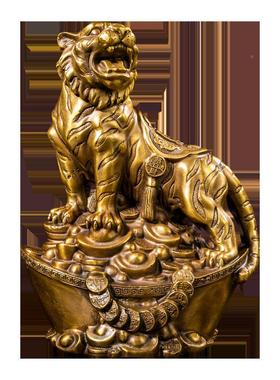 老摆件全公铜金钱上山虎虎金钱虎生肖虎上山虎钱金虎财源虎办室工