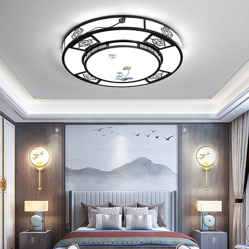 新中式大圆灯简约现代2022年新款大尺寸客厅灯中国风led吸顶灯具 - 图1